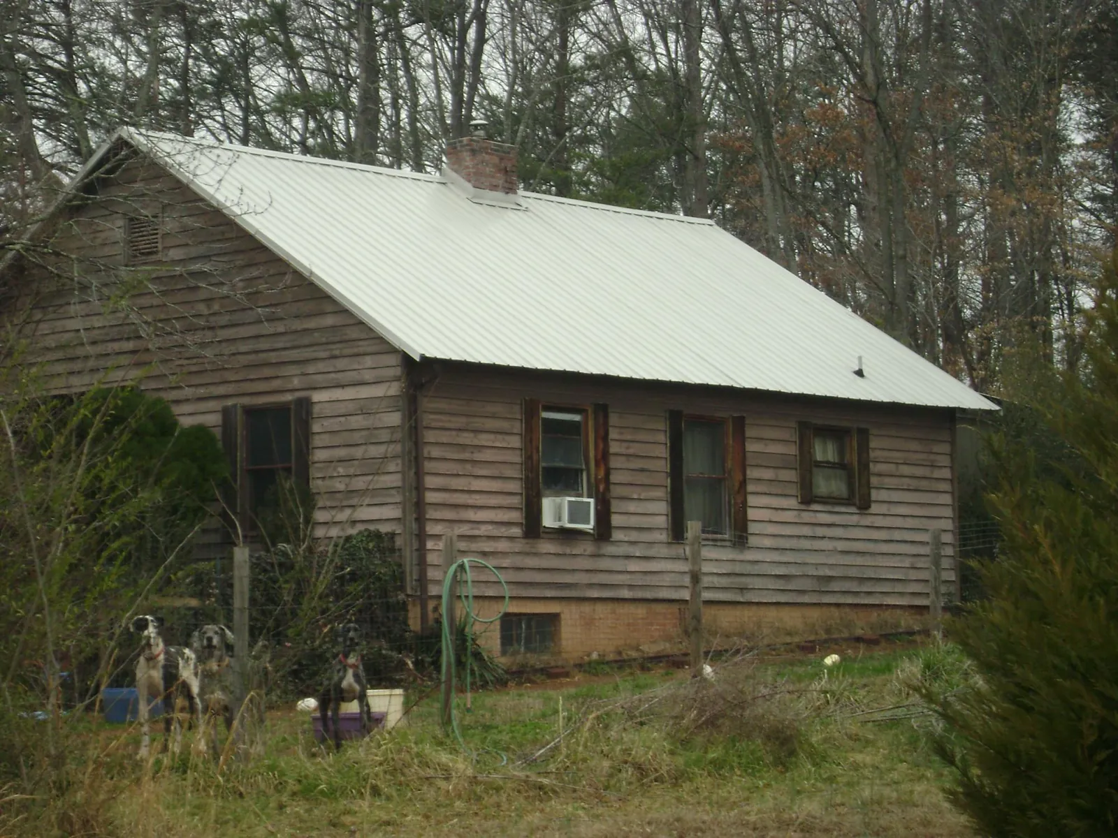 White metal roof on an old wood sided farmhouse, from a Metal Roof Installation job in Whittaker